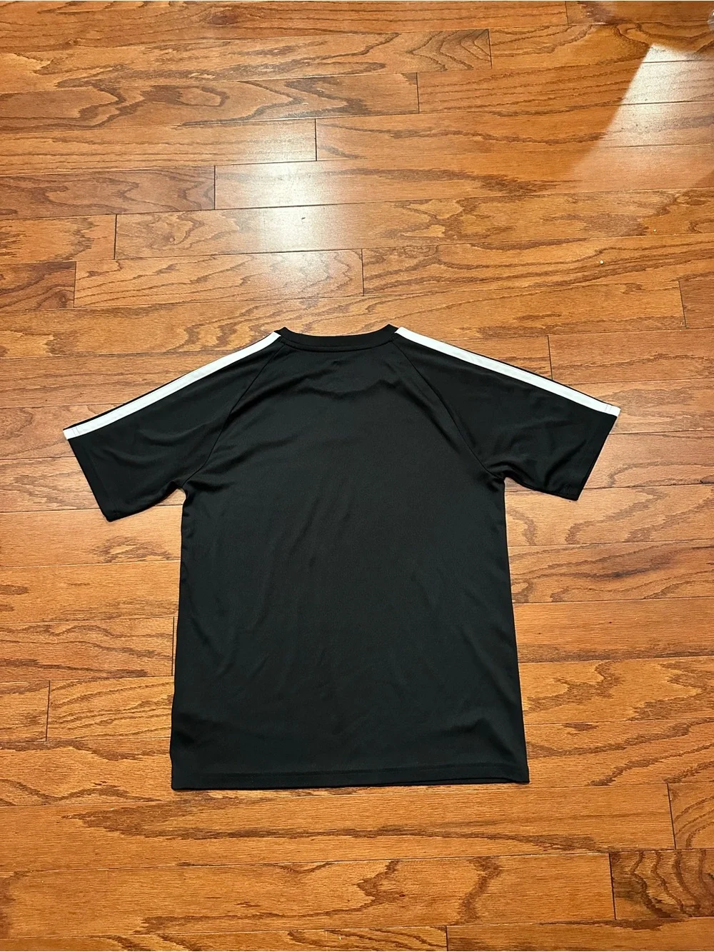 Adidas Kids' Black Performance Short-Sleeve Shirt with White Stripes